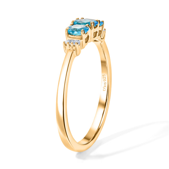 D'Joy Neon Apatit und Diamant Ring, 925 Silber vergoldet - 0,65 ct.