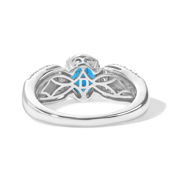 D'Joy Neon Apatit, Weißer Zirkon Ring 925 Silber Rhodiniert (Größe 21.00) ca. 1,92 ct