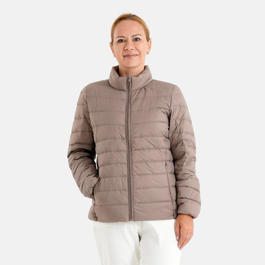 LA MAREY Damen-Steppjacke mit Daunenfüllung, Stehkragen und Seitentaschen, S - (EU-Gr. 36/38), Khaki
