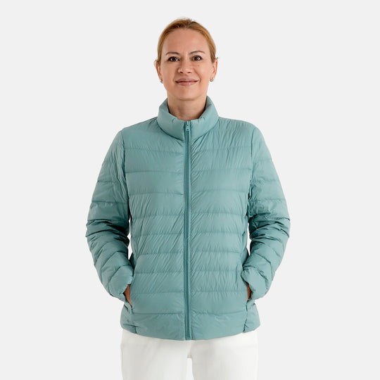 LA MAREY Damen-Steppjacke mit Daunenfüllung, Stehkragen und Seitentaschen, S - (EU-Gr. 36/38), Khaki