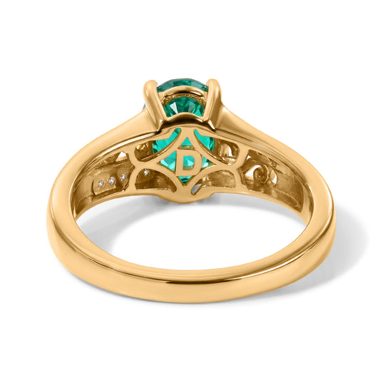D'Joy Pfau Quarz Triplette, Weißer Zirkon Ring 925 Silber 750 Vergoldet (Größe 21.00) ca. 1,85 ct