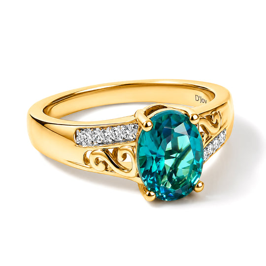 D'Joy Pfau Quarz Triplette, Weißer Zirkon Ring 925 Silber 750 Vergoldet (Größe 21.00) ca. 1,85 ct
