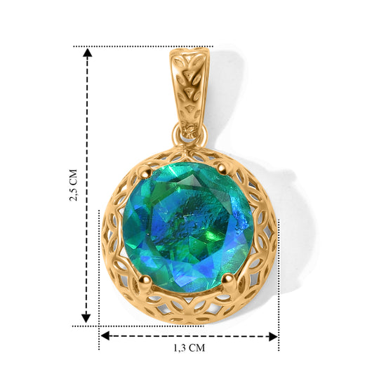 D'Joy Pfau Quarz Triplette Anhänger 925 Silber 750 Vergoldet ca. 3,67 ct.