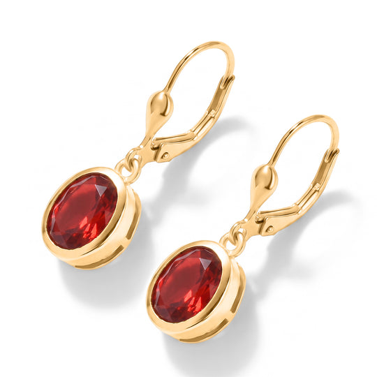 D'Joy Rubin Feuer Triplett Quarz Ohrringe, 925 Silber 750 vergoldet - 4,37 ct.