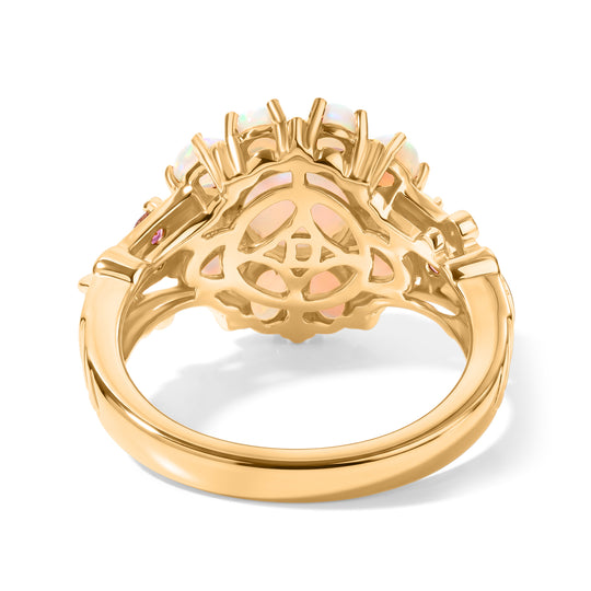 D'Joy AA Natürlicher, äthiopischer Welo Opal Ring 925 Silber Rhodiniert und 750 Gelbgold Vermeil (Größe 20.00) ca. 2,17 ct