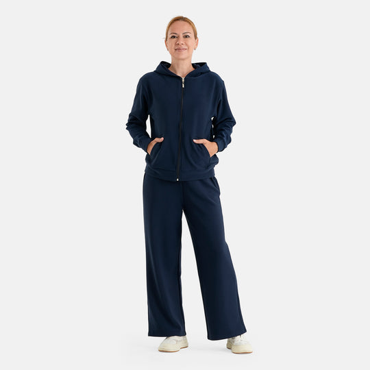 LA MAREY 2-teiliger Damen-Freizeitanzug mit Kapuzenjacke und weiter Hose, Gr. EU 46-48 (XL), Olivgrün