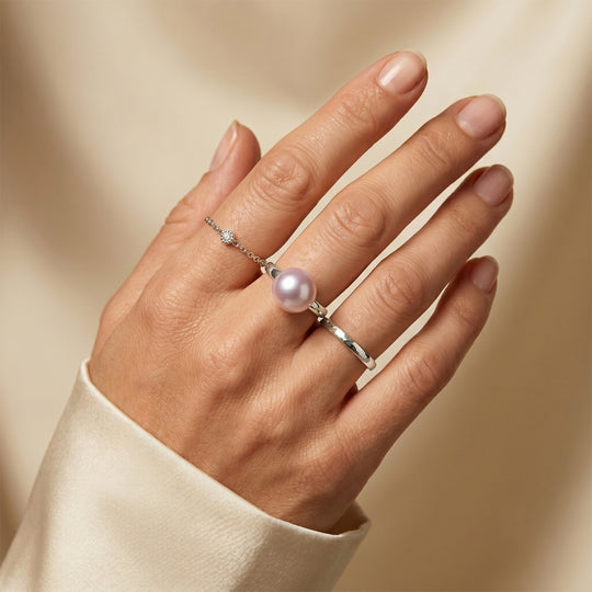 D'Joy weißer Edison Perle (10-11mm) Ring, 925 Silber rhodiniert