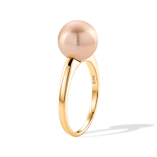 D'Joy Pfirsich Edison Perle (10-11mm) Ring, 925 Silber vergoldet