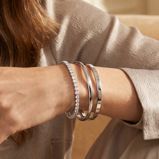 D'Joy Moissanit 19cm Armband, 925 Silber rhodiniert - 4,80 ct.