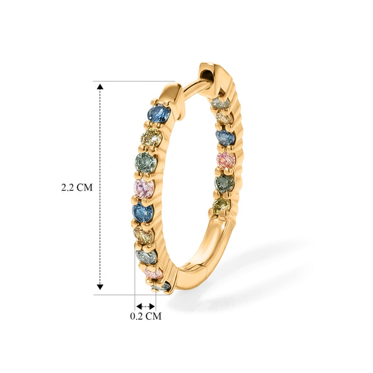 LUXURIANT DIAMOND - Lab Grown Mehrfarbiger Diamant SI Ohrringe 925 Silber 750 Gelbgold vermeil ca. 1.01 ct