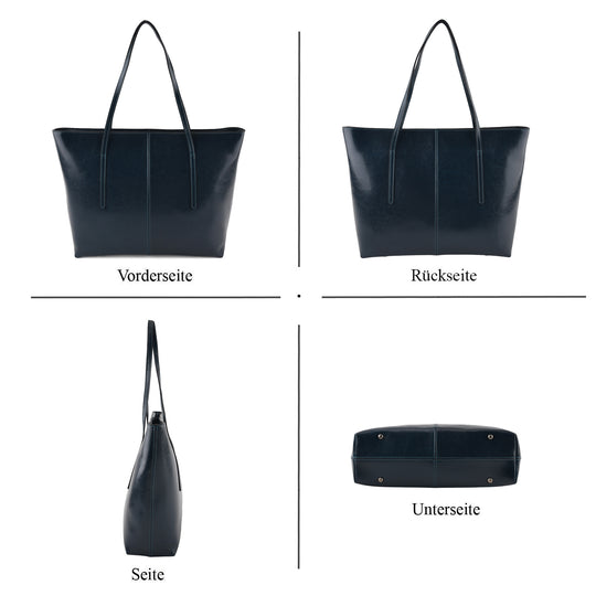 LA MAREY Echtleder-Shopper mit Kartenetui und Schlüsselfinder, 35,5x11x30cm, Bordeauxrot