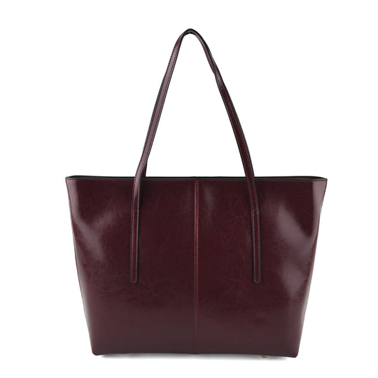 LA MAREY Echtleder-Shopper mit Kartenetui und Schlüsselfinder, 35,5x11x30cm, Bordeauxrot
