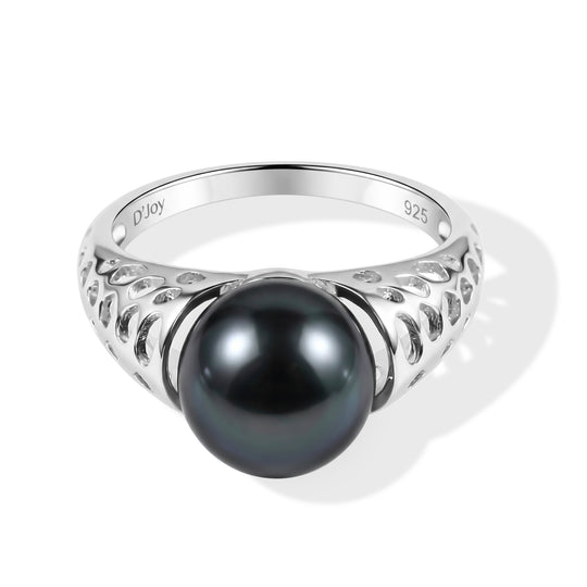 D'Joy Tahiti Perle (10-11 mm) Solitär Ring, 925 Silber rhodiniert