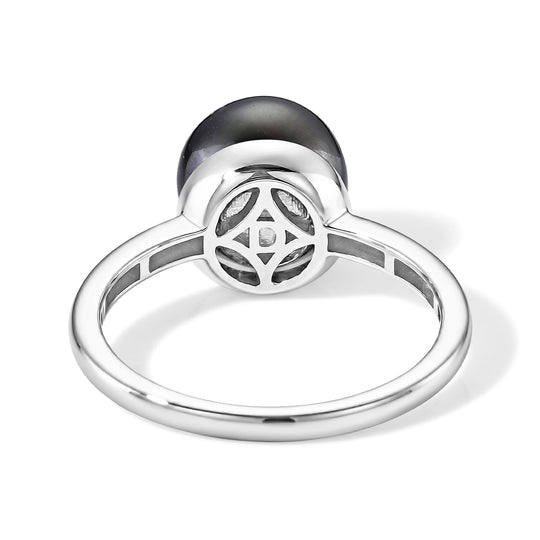 D'Joy Tahiti Perle (9-10 mm) Solitär Ring, 925 Silber rhodiniert