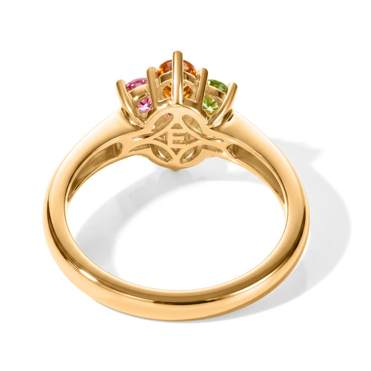 EVER TRUE AA Mehrfarbig-Turmalin Ring 950 Kupfer (Größe 19.00) ca. 0,98 ct