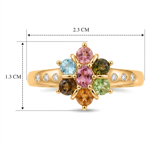 EVER TRUE AA Mehrfarbig-Turmalin Ring 950 Kupfer (Größe 19.00) ca. 0,98 ct