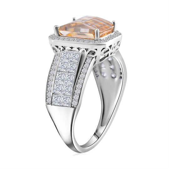 D'Joy Moissanit Ring 925 Silber Rhodiniert (Größe 20.00) ca. 5,23 ct