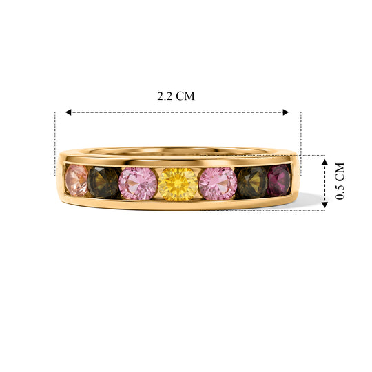 EVER TRUE AA Mehrfarbiger-Turmalin Ring Reine Bronze (Größe 21.00) ca. 0.87 ct