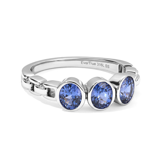 EVER TRUE Tansanit Ring 316L Edelstahl (Größe 19.00) ca. 1,04 ct