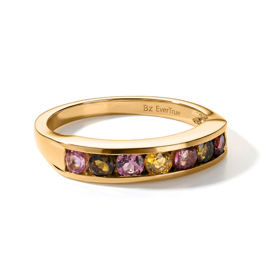 EVER TRUE AA Mehrfarbiger-Turmalin Ring Reine Bronze (Größe 21.00) ca. 0.87 ct