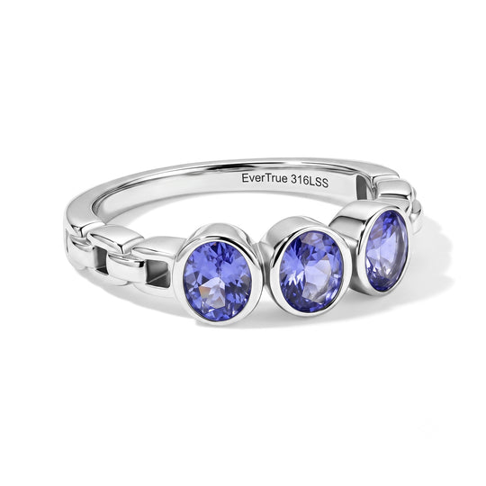 EVER TRUE Tansanit Ring 316L Edelstahl (Größe 21.00) ca. 1,04 ct