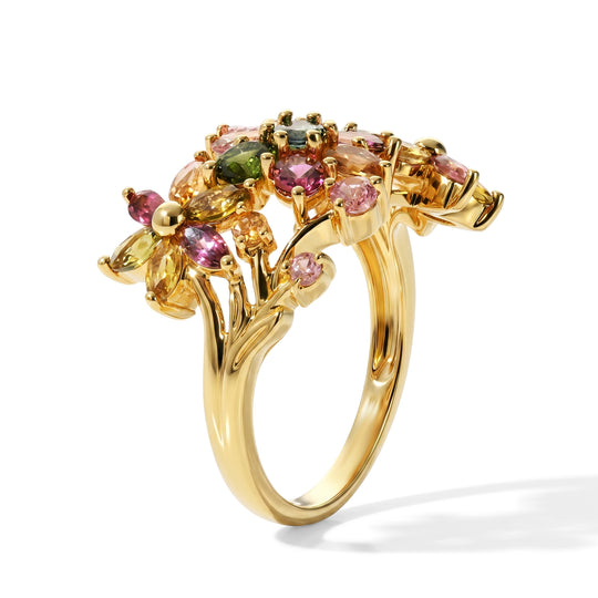 EVER TRUE AA Mehrfarbiger-Turmalin Ring Reine Bronze (Größe 21.00) ca. 2.40 ct