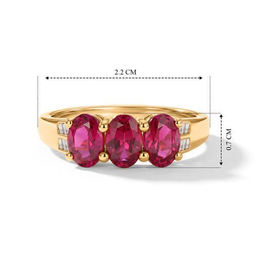 LUXURIANT - AAA Lab Grown Rubin, Weißer Diamant Ring 925 Silber 750 Gelbgold vermeil (Größe 21.00) ca. 2,05 ct