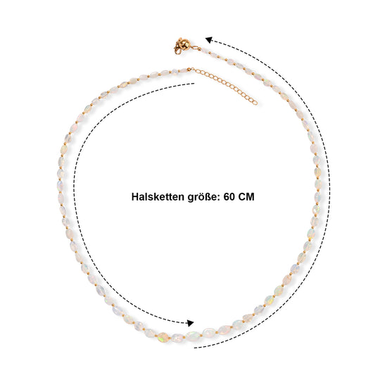 D'Joy AAA natürliche, äthiopische Welo Opal 60cm Halskette, 925 Silber 750 Gelbgold Vermeil - 45 ct.