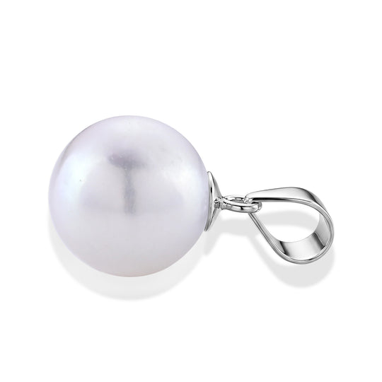 D'Joy weißer Edison Perle (10-11 mm) Solitär Anhänger, 925 Silber rhodiniert