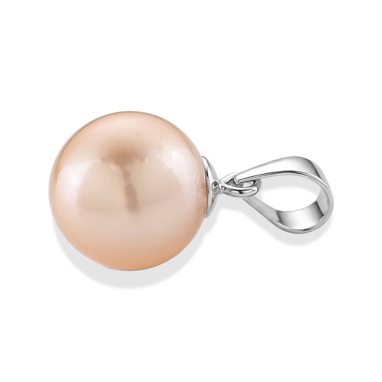 D'Joy Pfirsich Edison Perle (10-11mm) Solitär Anhänger, 925 Silber rhodiniert