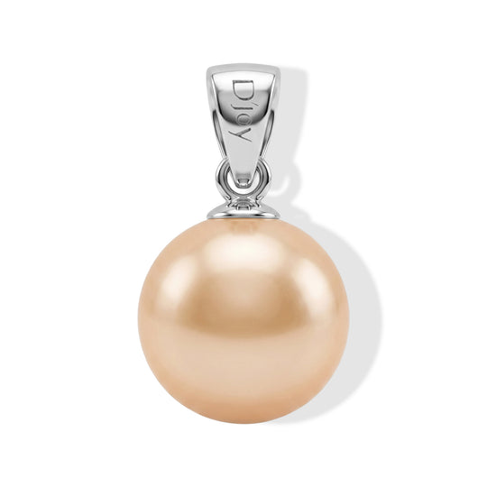 D'Joy Pfirsich Edison Perle (10-11mm) Solitär Anhänger, 925 Silber rhodiniert