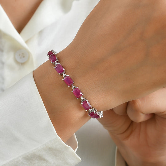 D'Joy afrikanischer Rubin 19cm Armband, 925 Silber rhodiniert - 25,36 ct.