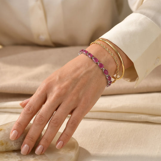 D'Joy afrikanischer Rubin 19cm Armband, 925 Silber rhodiniert - 25,36 ct.
