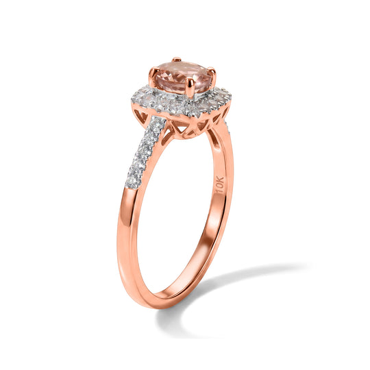 LUXURIANT DIAMOND - AAA Blush Turmalin, Lab Grown Diamant Ring 417 Gold (Größe 18.00) ca. 1,23 ct