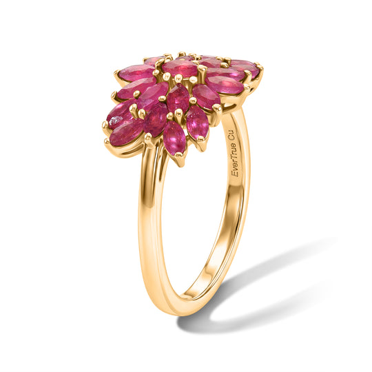 EVER TRUE AA Afrikanischer Rubin (Fissure gefüllt) Ring 950 Kupfer (Größe 19.00) ca. 2,71 ct