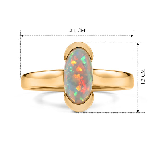 D'Joy AA Natürlicher, äthiopischer Welo Opal Ring 925 Silber 750 Vergoldet (Größe 18.00) ca. 0,96 ct