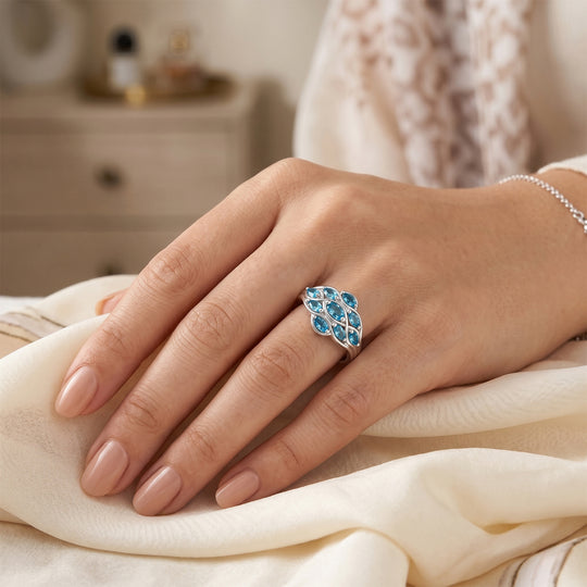 D'Joy Neon Apatit Ring, 925 Silber platiniert - 0,87 ct.