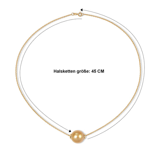 AAA Goldene Südsee Perle (12-13mm) Halskette ca. 45 cm 750 Gold 13.43 ct