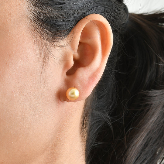 AAA Goldene Südsee Perle (8-9 mm) Ohrringe 375 Gold 10.50 ct