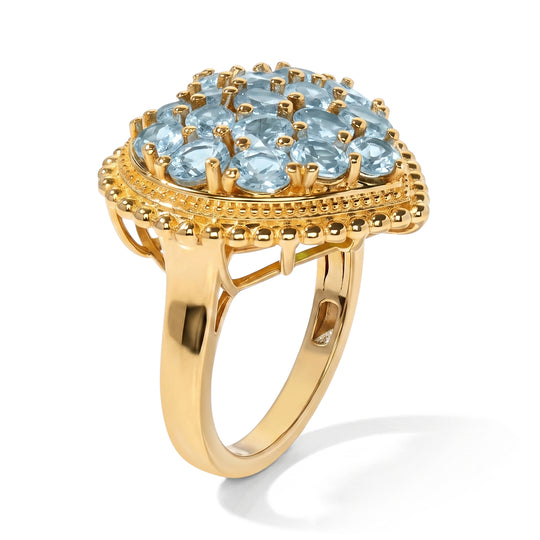 EverTrue Betroka blauer Apatit Herz Cluster Ring, Bronze mit Gelbgold E-Beschichtung - 3,38 ct.