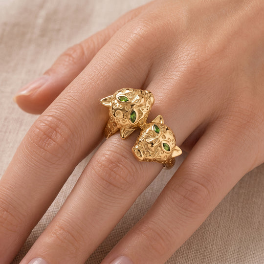 EverTrue natürlicher Chromdiopsid Ring, Messing mit Gelbgold E-Beschichtung - 0,46 ct.