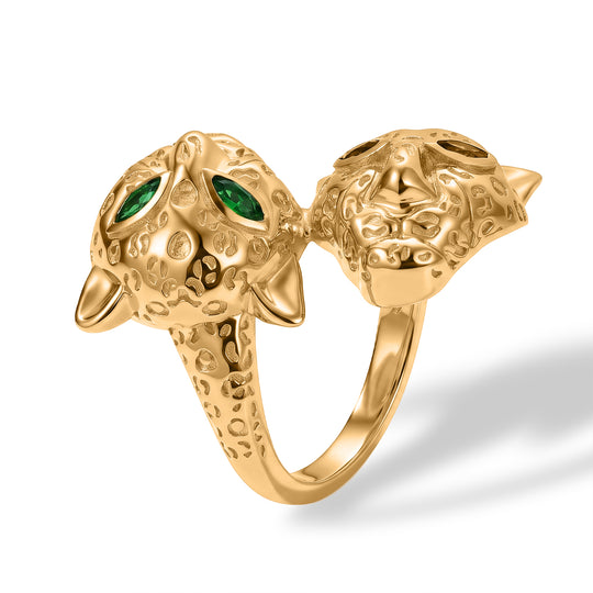 EverTrue natürlicher Chromdiopsid Ring, Messing mit Gelbgold E-Beschichtung - 0,46 ct.