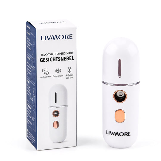 Livmore Nano-Gesichtssprüher für erfrischende Feuchtigkeit, wiederaufladbar, 12 ml, Blau