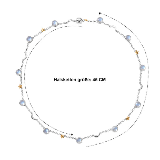 D'Joy Regenbogen Mondstein Halskette ca. 45 cm 925 Silber Rhodiniert ca. 11.00 ct