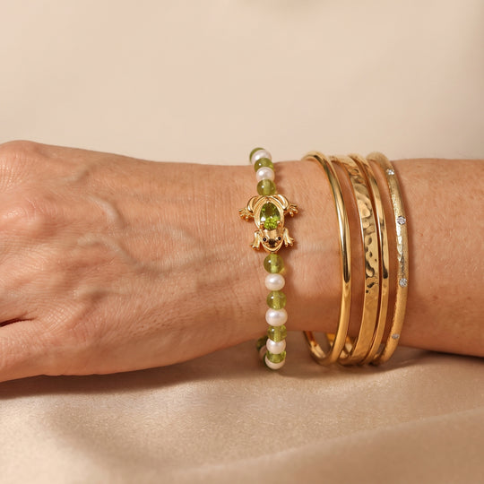 GP Trionfo Kollektion - Peridot, Süßwasser Perle (5mm) Armband ca. 19 + 2 cm Extender 925 Silber 750 Gelbgold vermeil 26.17 ct