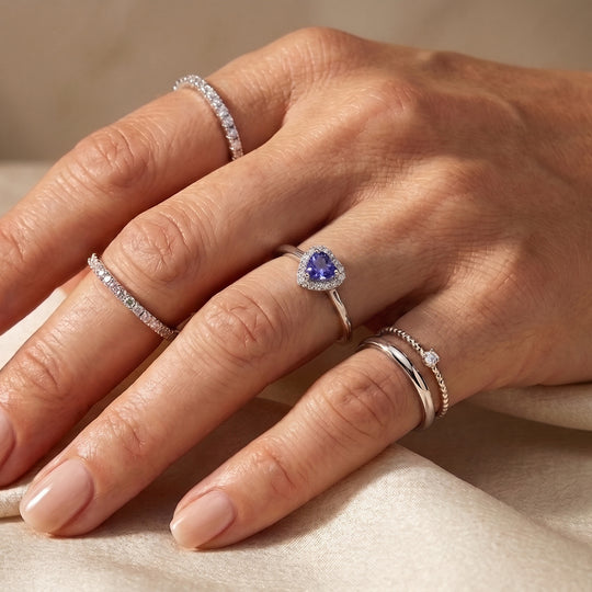 D'Joy AA Tansanit, Moissanit Ring 925 Silber Rhodiniert (Größe 17.00) (10-16 Werktage Lieferzeit) ca. 1,45 ct