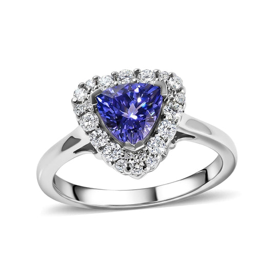 D'Joy AA Tansanit, Moissanit Ring 925 Silber Rhodiniert (Größe 17.00) (10-15 Werktage Lieferzeit) ca. 1,45 ct