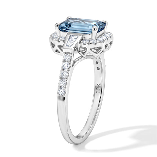 LUXORO AAA Santamaria Aquamarin, Weißer Diamant Ring 417 Gold (Größe 18.00) (10-16 Werktage Lieferzeit) ca. 1,83 ct