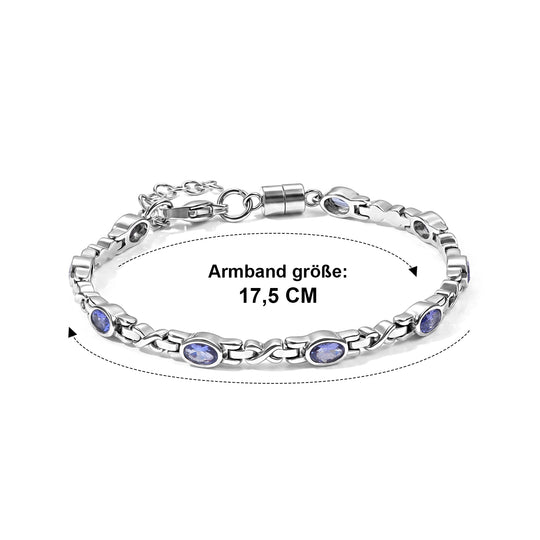 EverTrue Tansanit 18+2cm Armband, Edelstahl - 2,21 ct.
