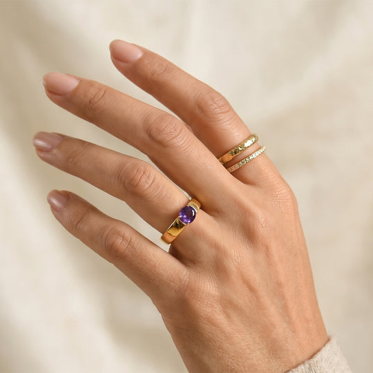 EVER TRUE Afrikanischer Amethyst Ring Nickelfreies Messing (Größe 19.00) ca. 0,78 ct